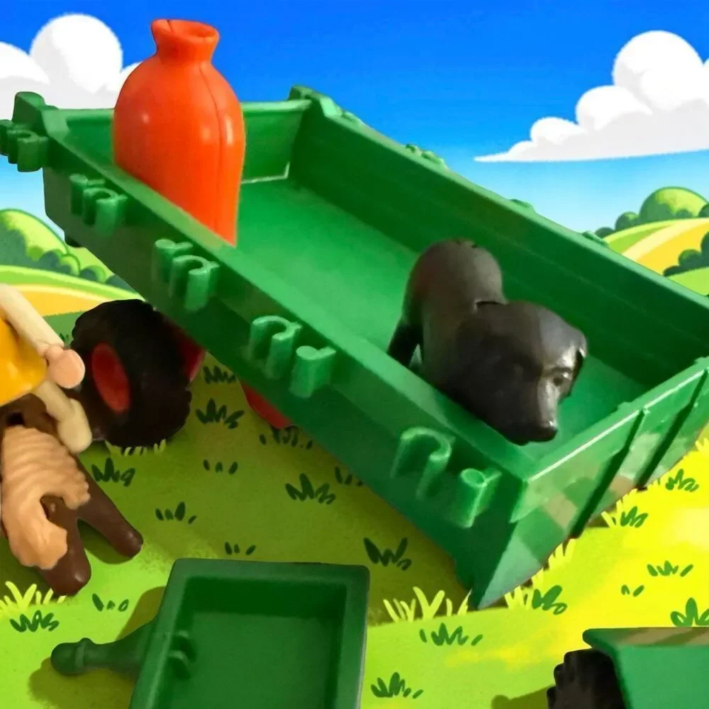 Vintage Playmobil Take Along Farm ‘77 Tractor & Trailer People  Kids & Animals